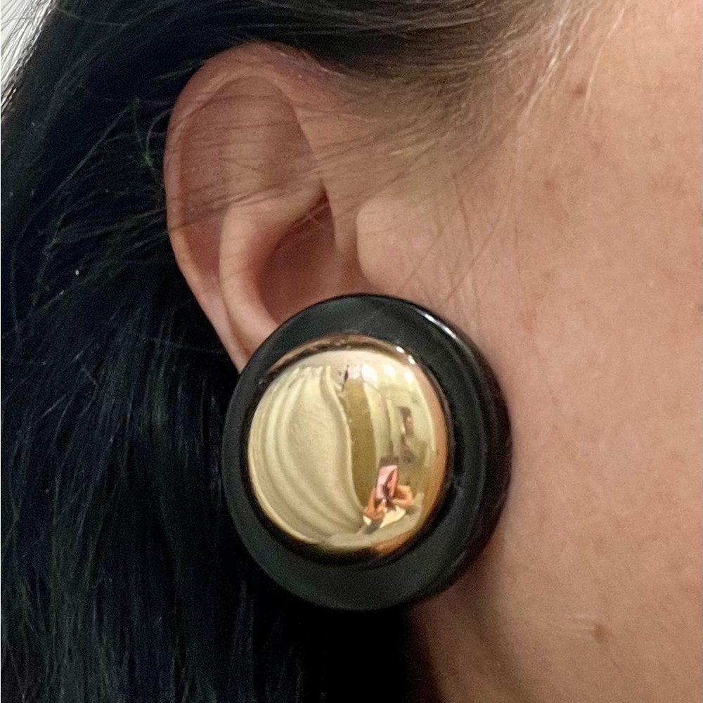 Black and Gold Button Earrings